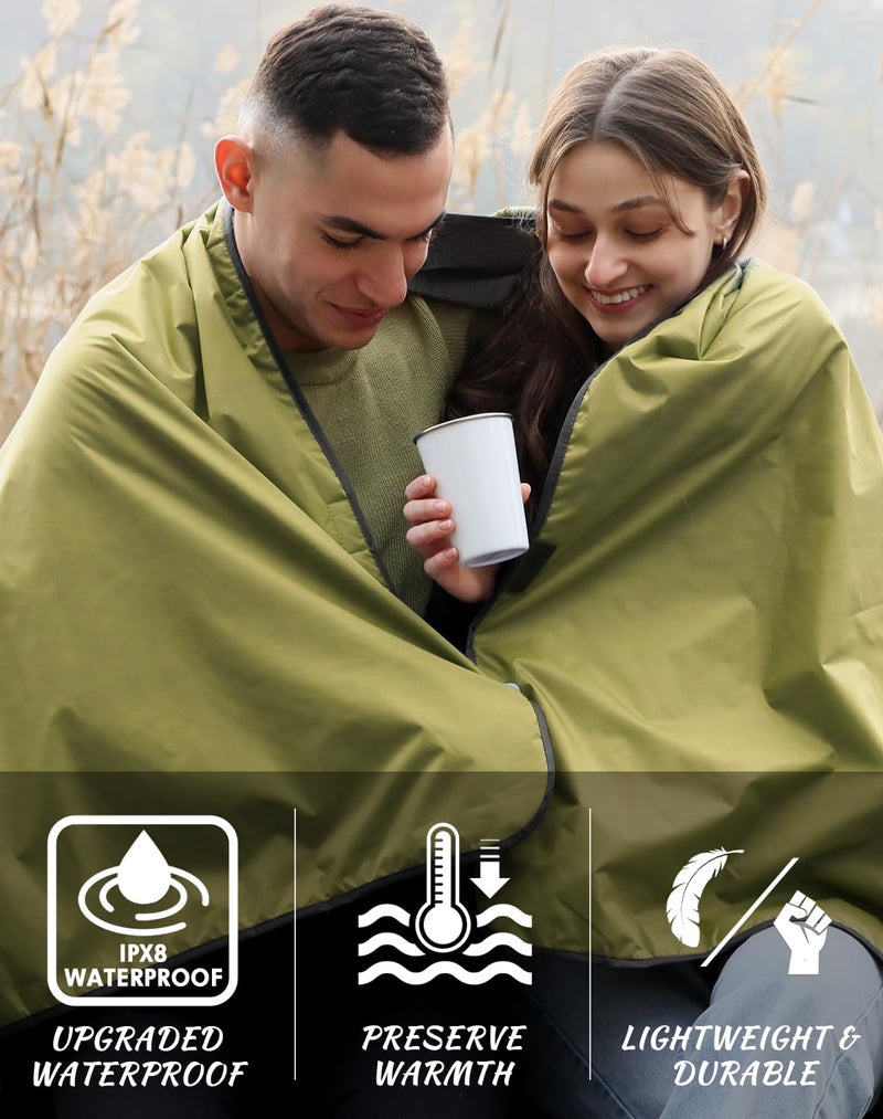 DUKUSEEK Waterproof Blanket Outdoor, Hooded Blanket Poncho - Large (79x56), Portable, Windproof Fleece Blankets for Cold Weather Camping, Picnic, Sports, Boat, Dogs, Festivals, Car, Emergencyâ€¦ - Image 3